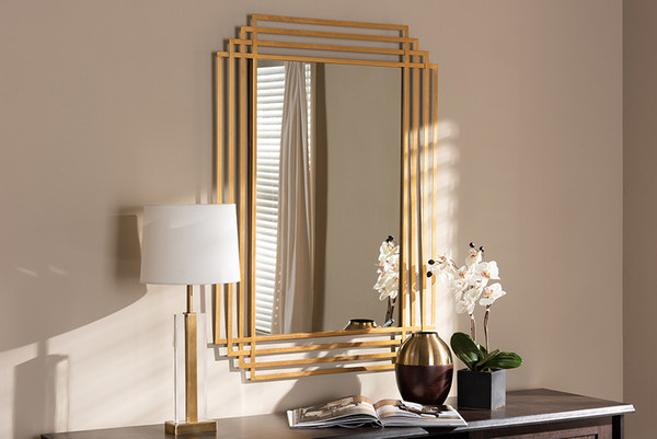 Baxton Studio Antique Gold Finished Rectangular Accent Wall Mirror RXW-6233