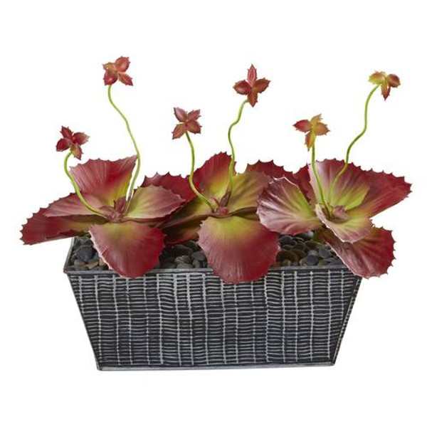 10" Succulent Artificial Plant In Embossed Tin Planter P1158 By Nearly Natural