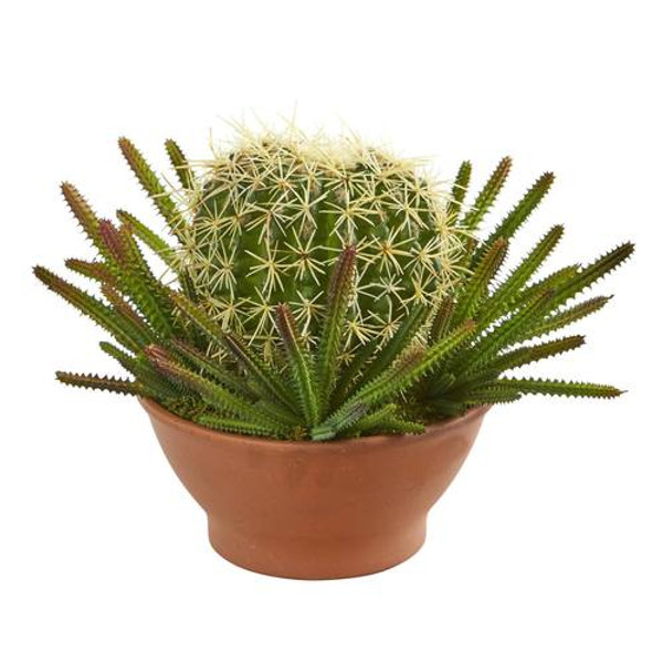 14" Cactus Artificial Plant In Terra-Cotta Planter P1246 By Nearly Natural