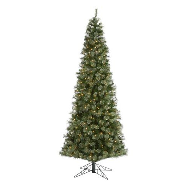 10' Cashmere Slim Artificial Christmas Tree With 750 Warm White Lights And 1908 Bendable Branches T1447 By Nearly Natural