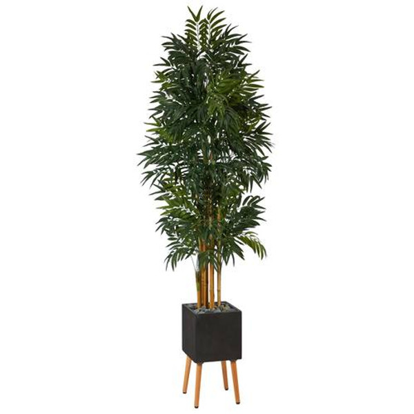 80" Phoenix Artificial Palm Tree In Black Planter With Stand T2168 By Nearly Natural