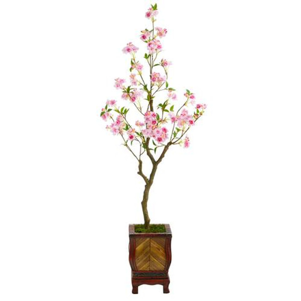 56" Cherry Blossom Artificial Tree In Decorative Planter T2496 By Nearly Natural