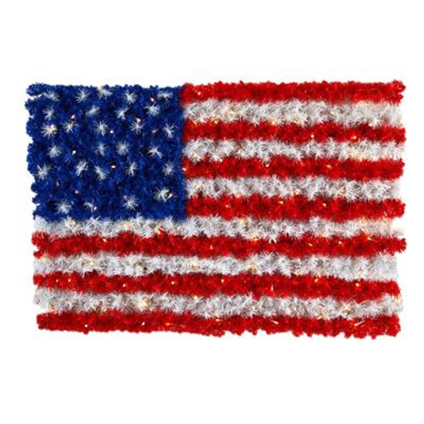 3' X 2' Red, White, And Blue "American Flag" Wall Panel With 100 Warm Led Lights (Indoor/Outdoor) W1170 By Nearly Natural