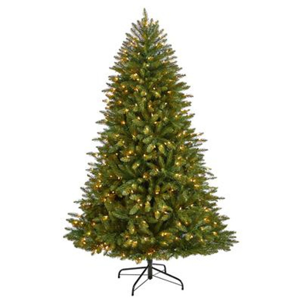 6' Norwegian Mountain Fir Artificial Christmas Tree With 1448 Bendable Branches & 400 Clear Led Lights T2353 By Nearly Natural
