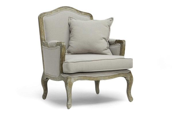 Baxton Studio Constanza Classic Antiqued French Accent Chair TA2256-Beige