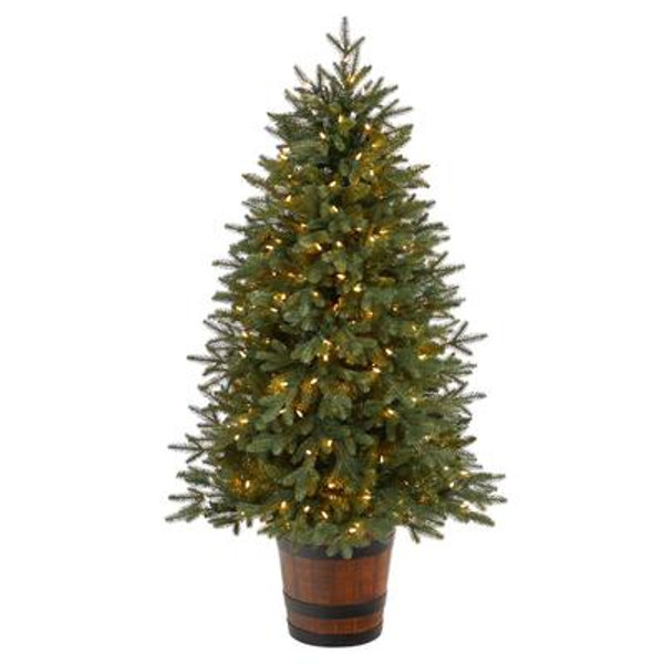 5' Colorado Aspen Pre-Lit Artificial Porch Christmas Tree With 200 Led Lights & 497 Bendable Branches In Decorative Planter T3282 By Nearly Natural