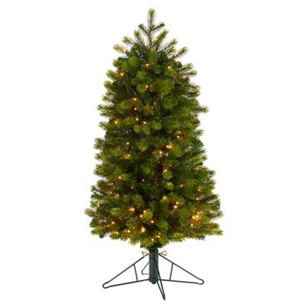 4' Slim Colorado Mountain Spruce Artificial Christmas Tree With 150 (Multifunction With Remote Control) Warm White Micro Led Lights T3286 By Nearly Natural