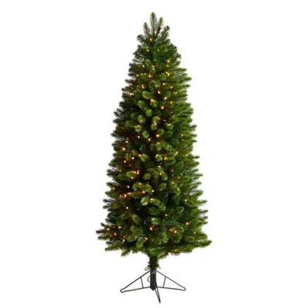 6' Slim Virginia Spruce Artificial Christmas Tree With 300 Warm White (Multifunction) Led Lights T3297 By Nearly Natural