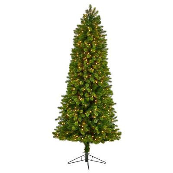 7' Slim Virginia Spruce Artificial Christmas Tree With 500 Warm White (Multifunction) Led Lights T3298 By Nearly Natural
