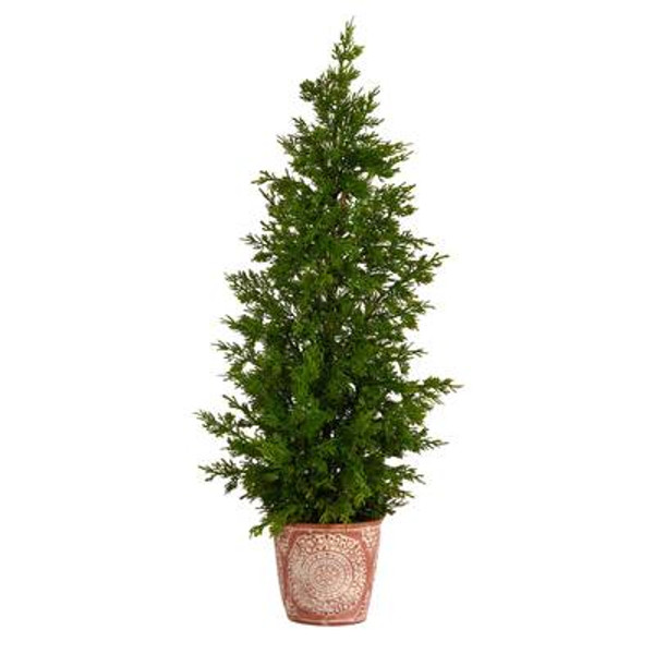 3' Cedar "Natural Look" Artificial Tree In Decorative Planter T3398 By Nearly Natural