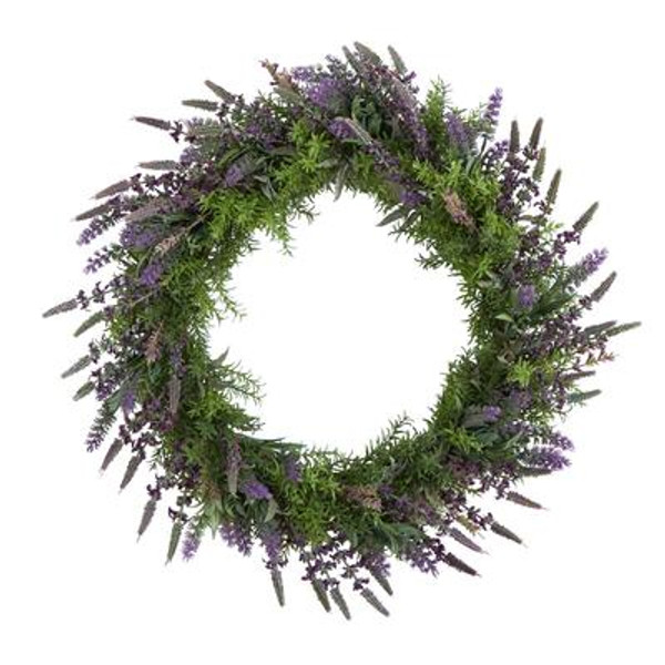 24" Lavender Artificial Wreath W1139 By Nearly Natural