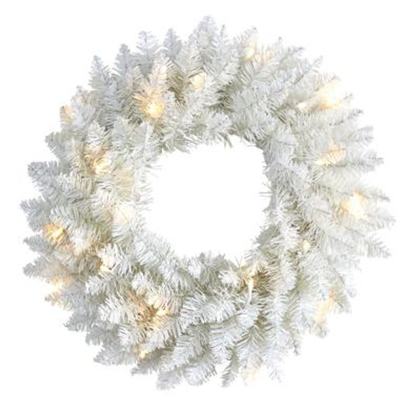 18" Colorado Spruce Artificial Christmas Wreath With 129 Bendable Branches And 20 Warm Led Lights W1173 By Nearly Natural