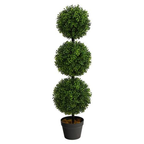 3' Boxwood Triple Ball Topiary Artificial Tree (Indoor/Outdoor) T2021 By Nearly Natural