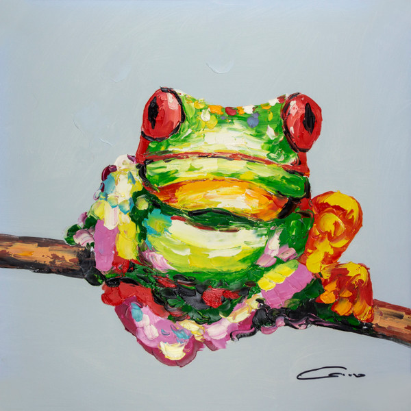 BA179 Frog Tree Hand Painted On Canvas By Bromi