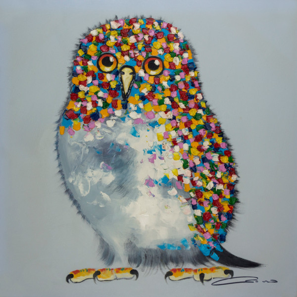 BA187 Bird Multicolor Hand Painted On Canvas By Bromi