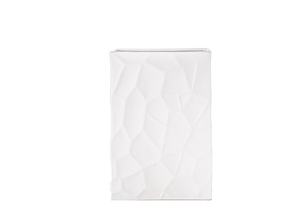 Ceramic Rectangle Vase With Cutted Design Body Lg Matte Finish White (Pack Of 4) 11039 By Urban Trends
