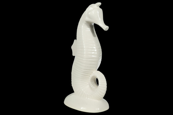 Ceramic Seahorse Figurine On Base Sm Gloss Finish White (Pack Of 4) 12992 By Urban Trends