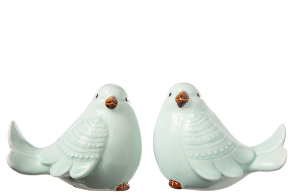 Ceramic Standing Cardinal Bird Figurine Sm Assortment Of Two Gloss Finish Light Blue (Pack Of 6) 12998-AST By Urban Trends