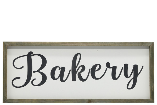 Wood Rectangle Wall Art With Cursive Writing "Bakery" On Sage Color Frame And Metal Back Hangers Painted Finish White (Pack Of 4) 26500 By Urban Trends