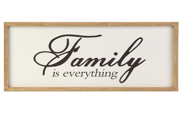 Wood Rectangle Wall Art With Frame And "Family Is Everythingl" Writing Smooth Finish White (Pack Of 4) 26560 By Urban Trends