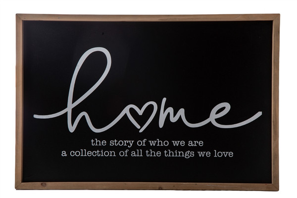 Wood Rectangle Wall Art With "Home" Cursive Writing Design Painted Finish Black (Pack Of 4) 26744 By Urban Trends