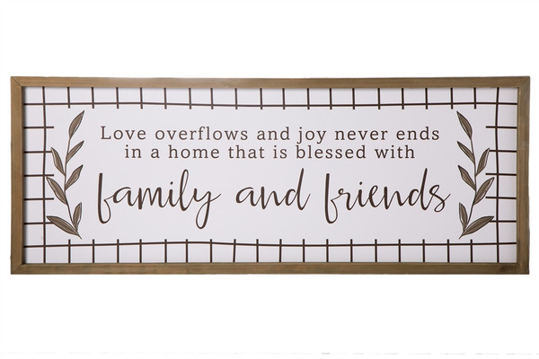 Wood Rectangle Wall Art With "Family And Friends" Writing Design Painted Finish White (Pack Of 4) 26752 By Urban Trends