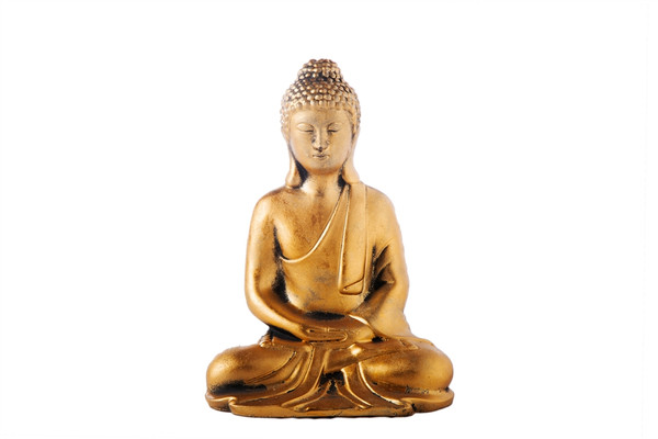 Cement Meditating Buddha Figurine In Dhyana Mudra Position Distressed Finish Gold (Pack Of 4) 28201 By Urban Trends