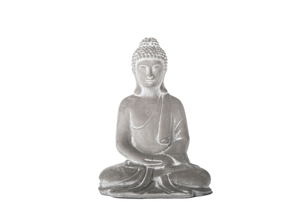 Cement Meditating Buddha Figurine In Dhyana Mudra Position Washed Finish Gray (Pack Of 4) 28203 By Urban Trends
