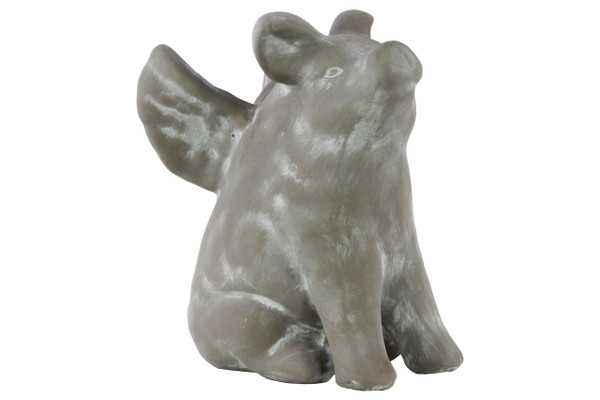 Terracotta Sitting Winged Pig Figurine Washed Finish Gray (Pack Of 2) 28330 By Urban Trends