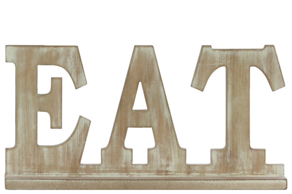 Wood Alphabet Decor "Eat" On Base Weathered Finish Beige (Pack Of 6) 32360 By Urban Trends