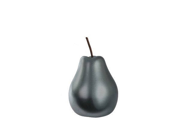 Ceramic Pear Figurine Sm Chrome Finish Silver (Pack Of 6) 44363 By Urban Trends