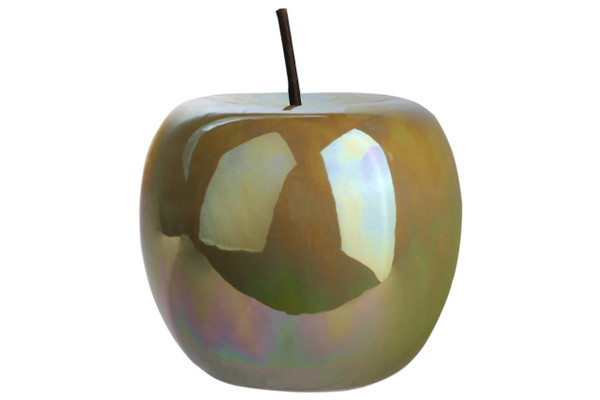 Ceramic Apple Figurine With Stem Lg Polished Pearlescent Finish Green (Pack Of 6) 50963 By Urban Trends