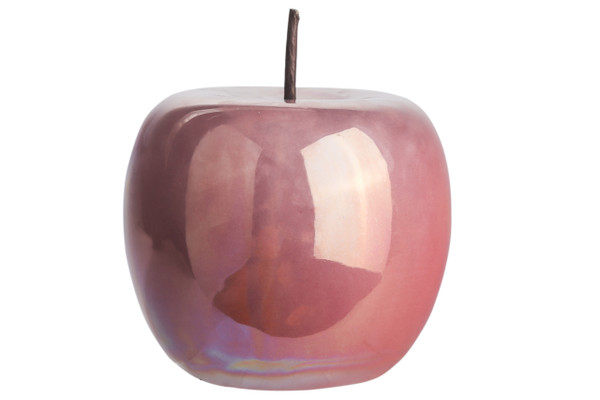 Ceramic Apple Figurine With Stem Lg Polished Pearlescent Finish Pink (Pack Of 6) 50964 By Urban Trends