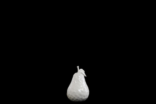 Ceramic Pear Figurine With Stem And Leaf Sm Dimpled Gloss Finish White (Pack Of 6) 50990 By Urban Trends