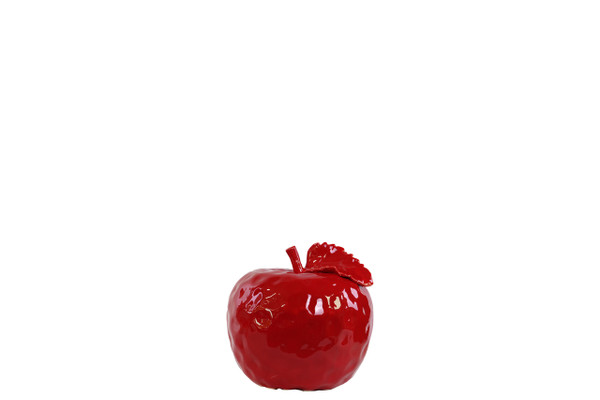 Ceramic Apple Figurine With Stem And Leaf Sm Dimpled Gloss Finish Red (Pack Of 6) 50996 By Urban Trends