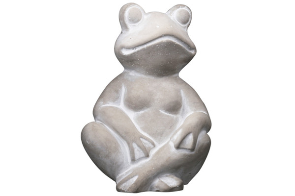 Cement Sitting Frog Statue In Cross-Legs Position Washed Finish Gray (Pack Of 6) 51522 By Urban Trends
