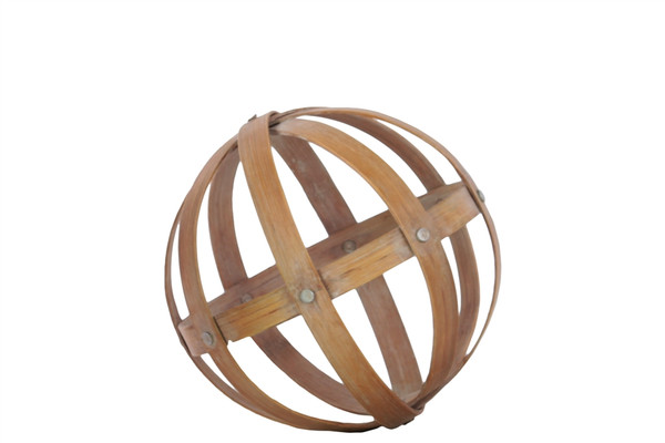 Bamboo Round Dyson Orb Sphere Decor Md Natural Finish Brown (Pack Of 4) 53362 By Urban Trends