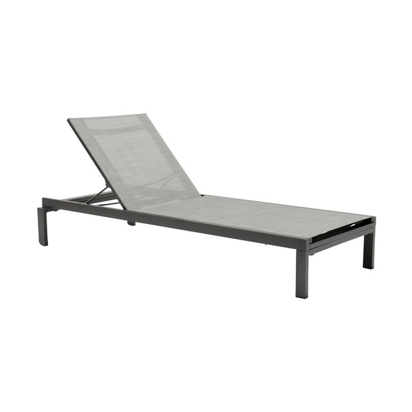 Armen Living Solana Outdoor Dark Grey Aluminum Stacking Chaise Lounge Chair LCSLLOGR