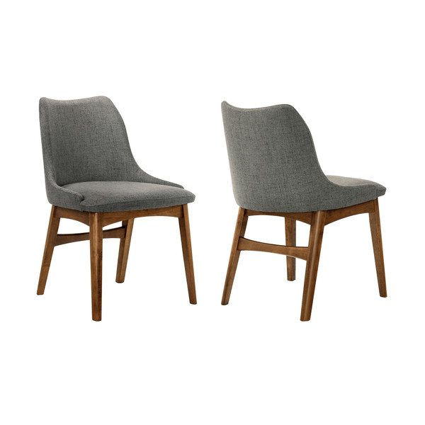 Armen Living Azalea Charcoal Fabric And Walnut Wood Dining Side Chairs - Set Of 2 LCAZSIWACH