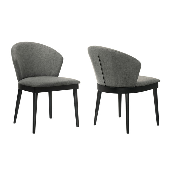 Armen Living Juno Charcoal Fabric And Black Wood Dining Side Chairs - Set Of 2 LCJNSIBLCH