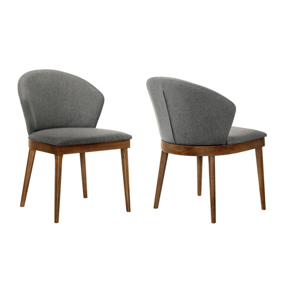 Armen Living Juno Charcoal Fabric And Walnut Wood Dining Side Chairs - Set Of 2 LCJNSIWACH