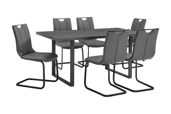 Armen Living Fenton And Gray Pacific 7 Piece Modern Rectangular Dining Set SETFEDI7PCGR