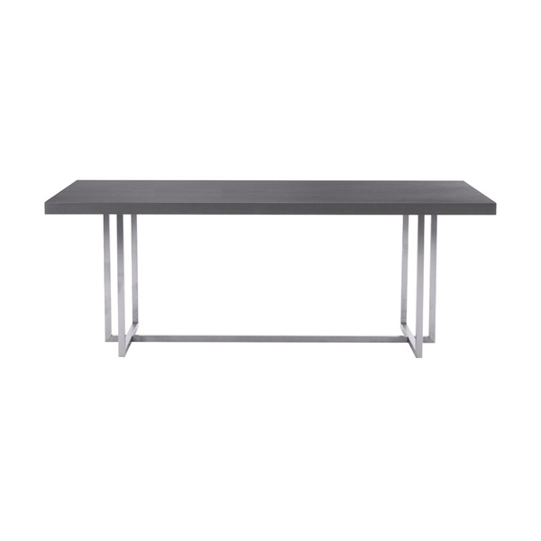 Armen Living Harmony Contemporary Dining Table In Silver Finish And Gray Veneer Top LCHRDIGR