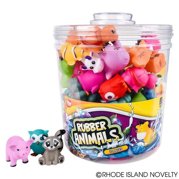 2" Rubber Animal Assortment In Canister (72Pcs/Unit) PARUBCA By Rhode Island Novelty