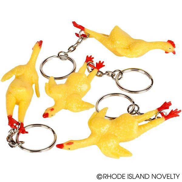 3" Stretch Rubber Chicken Keychain KCSTCHI By Rhode Island Novelty