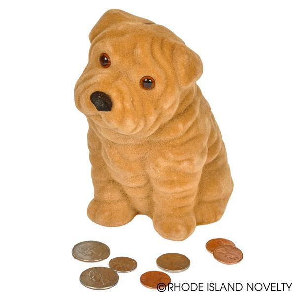5.5" Flocked Puppy Bank BKFPUPP By Rhode Island Novelty