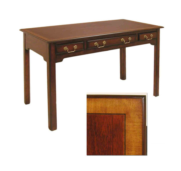 E-1150 3 Drawer Mahogany Desk With Elm Banding On Top