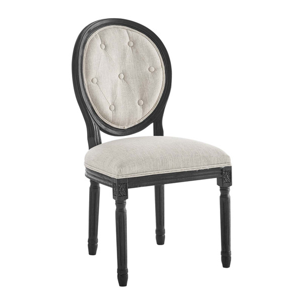 Modway Arise Vintage French Upholstered Fabric Dining Side Chair EEI-4664-BLK-BEI