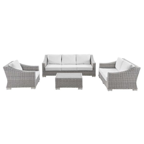 Modway Conway 4-Piece Outdoor Patio Wicker Rattan Furniture Set EEI-5091-WHI