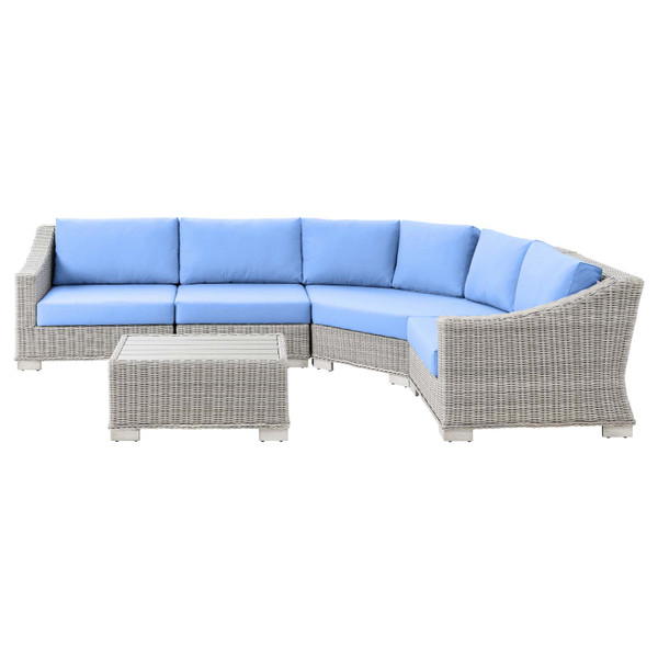 Modway Conway Outdoor Patio Wicker Rattan 5-Piece Sectional Sofa Furniture Set EEI-5093-LBU